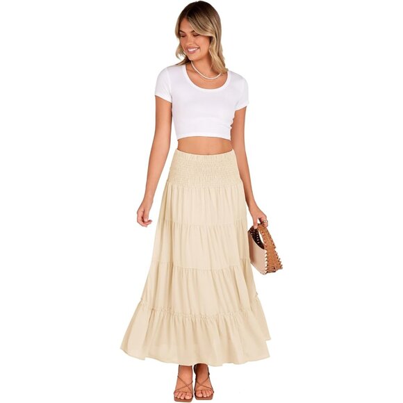Breezy Long Maxi Skirt for Women - Casual High Waisted Boho Dress, Medium Size - Picture 2 of 6